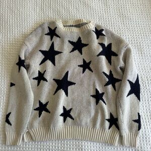 Cream and Navy Star Knit Sweater